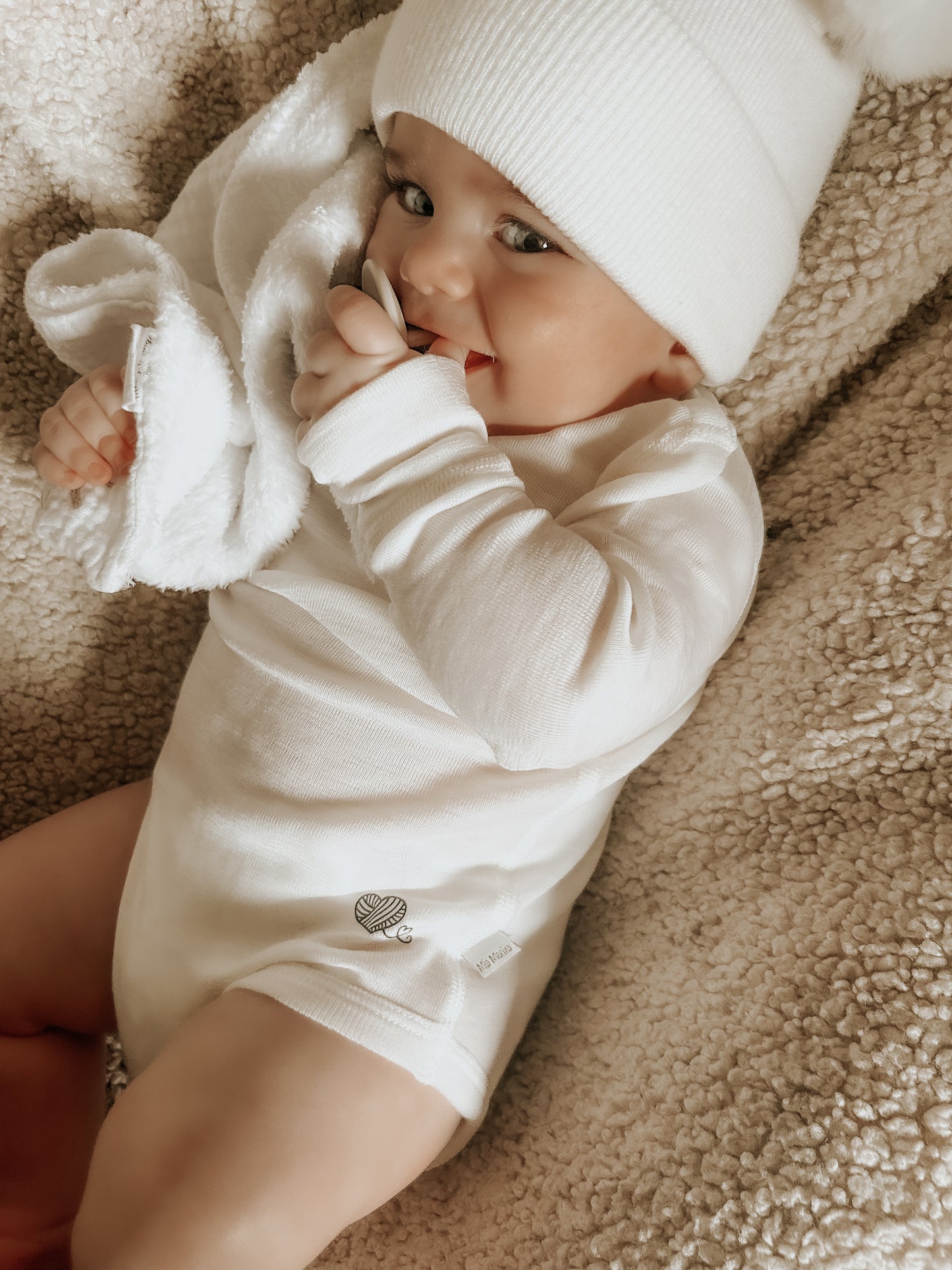 Langarmbody weiß, 100% Merinowolle (bio/GOTS)