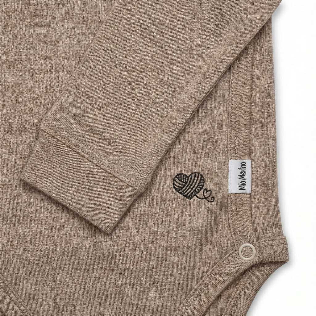 Langarmbody sand, 100% Merinowolle (bio/GOTS)