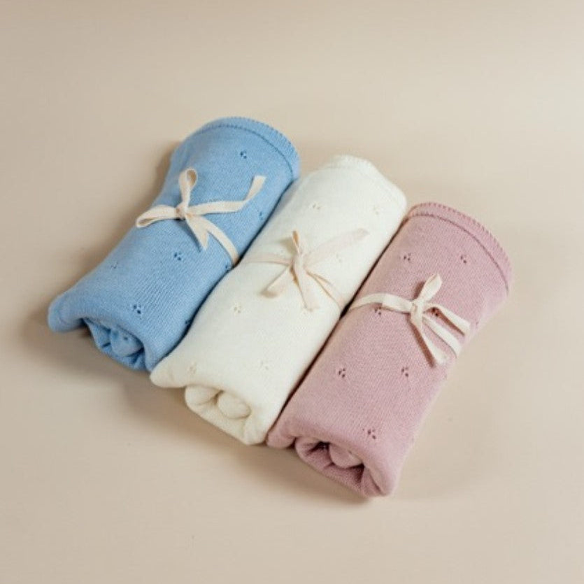 Babydecke aus 100% Merinowolle in rosa