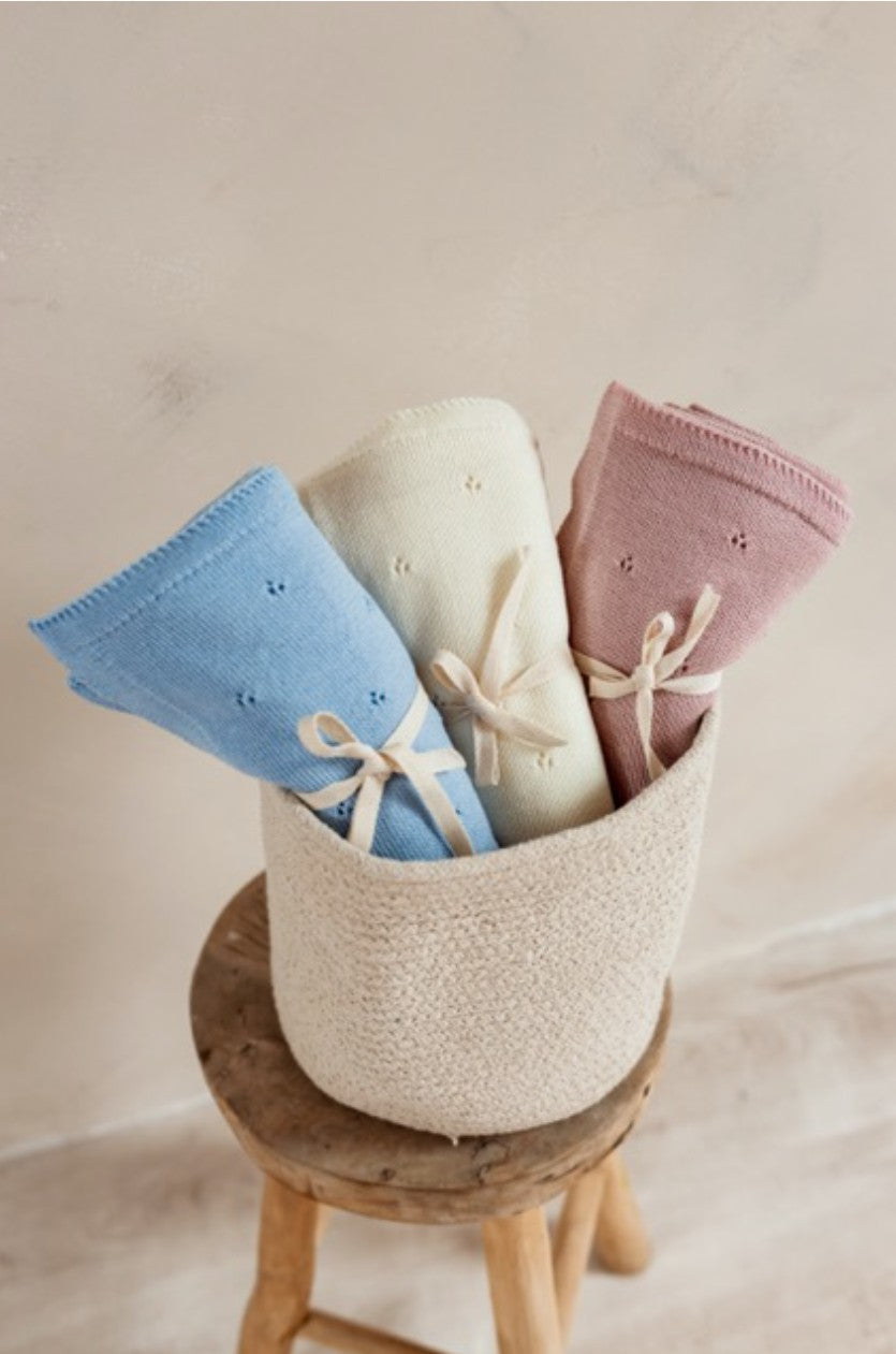 Babydecke aus 100% Merinowolle in rosa