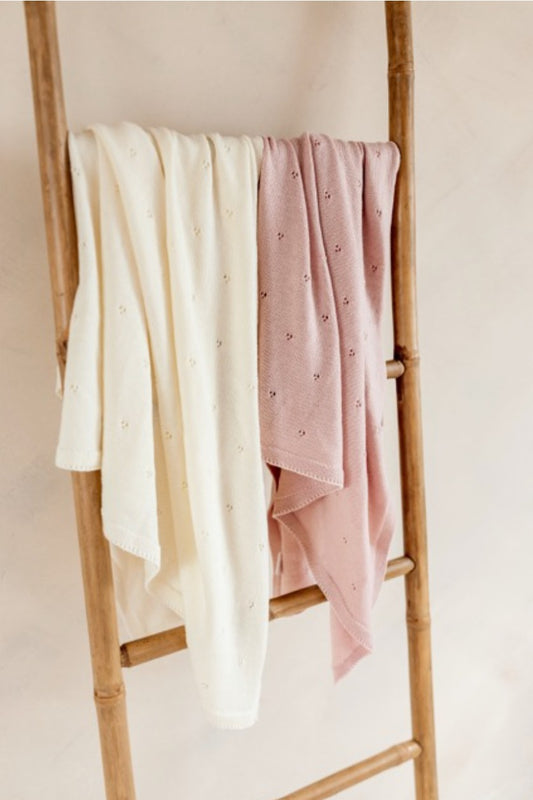 Babydecke aus 100% Merinowolle in rosa