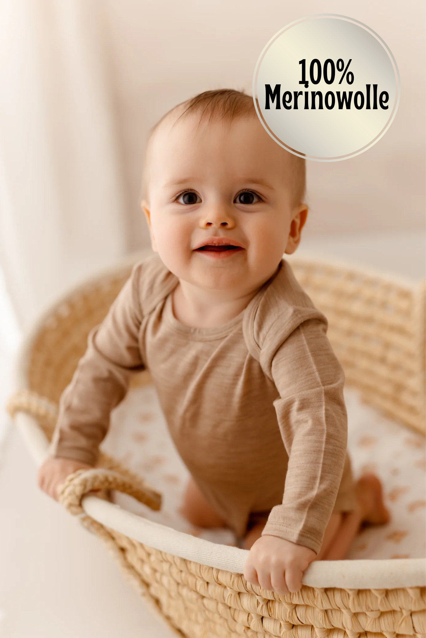 Langarmbody sand, 100% Merinowolle (bio/GOTS)