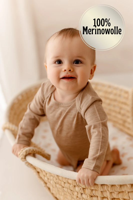 Langarmbody sand, 100% Merinowolle (bio/GOTS)