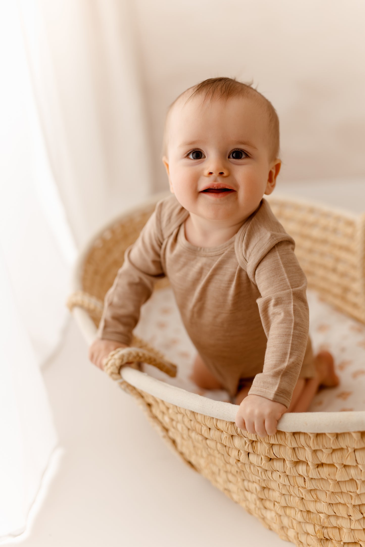 Langarmbody sand, 100% Merinowolle (bio/GOTS)