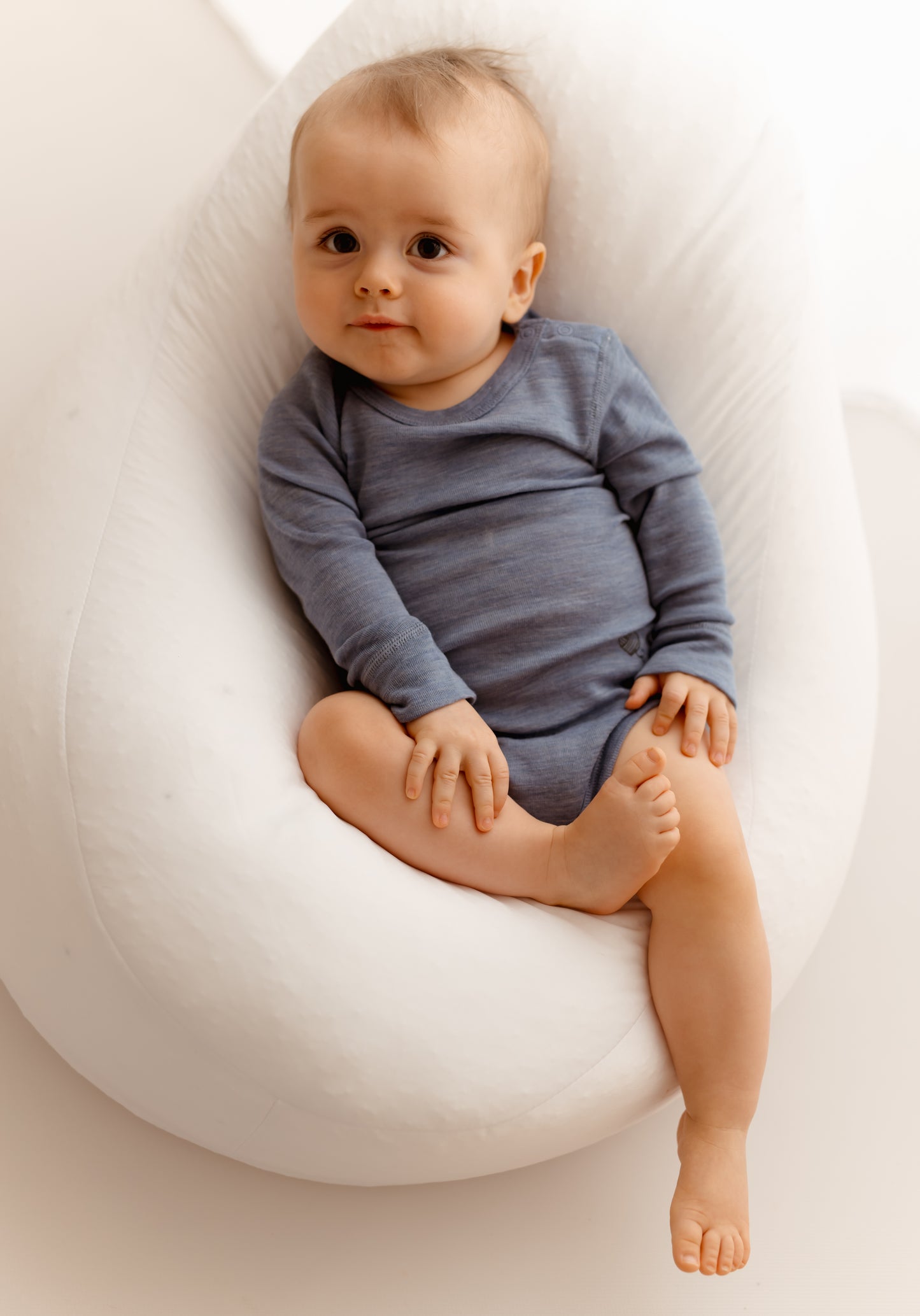 Langarmbody blau, 100% Merinowolle (bio/GOTS)