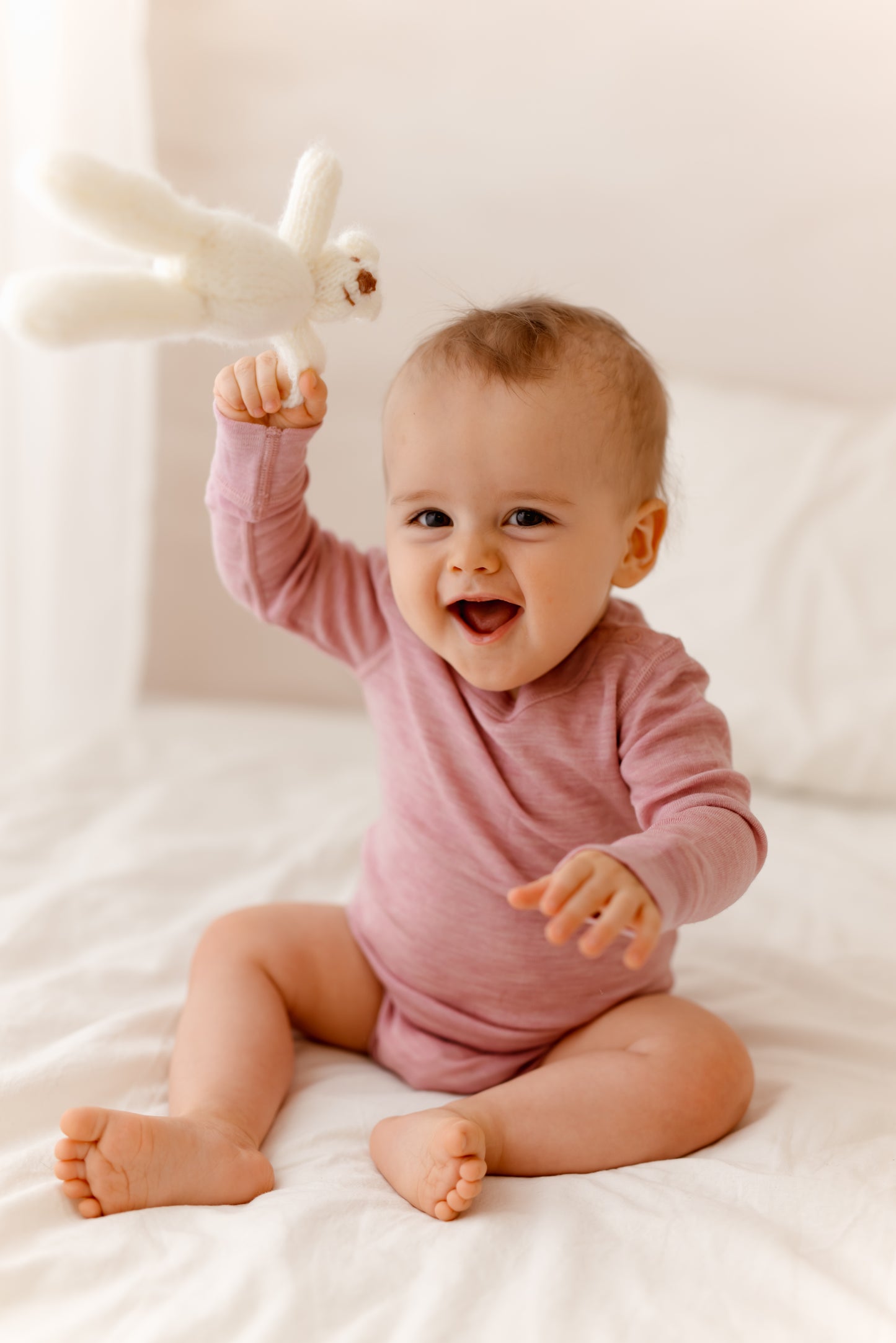 Langarmbody rosé, 100% Merinowolle (bio/GOTS)