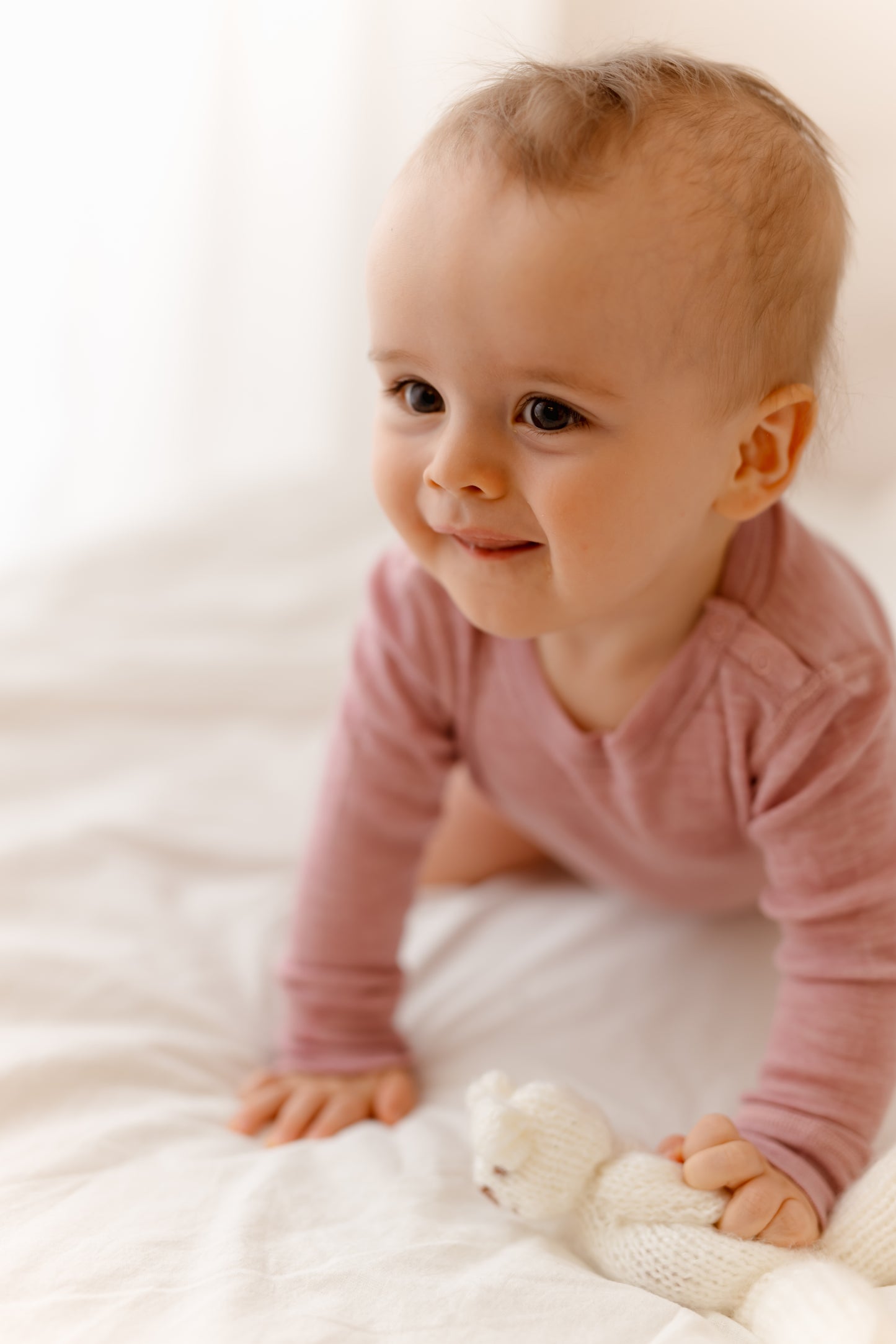 Langarmbody rosé, 100% Merinowolle (bio/GOTS)