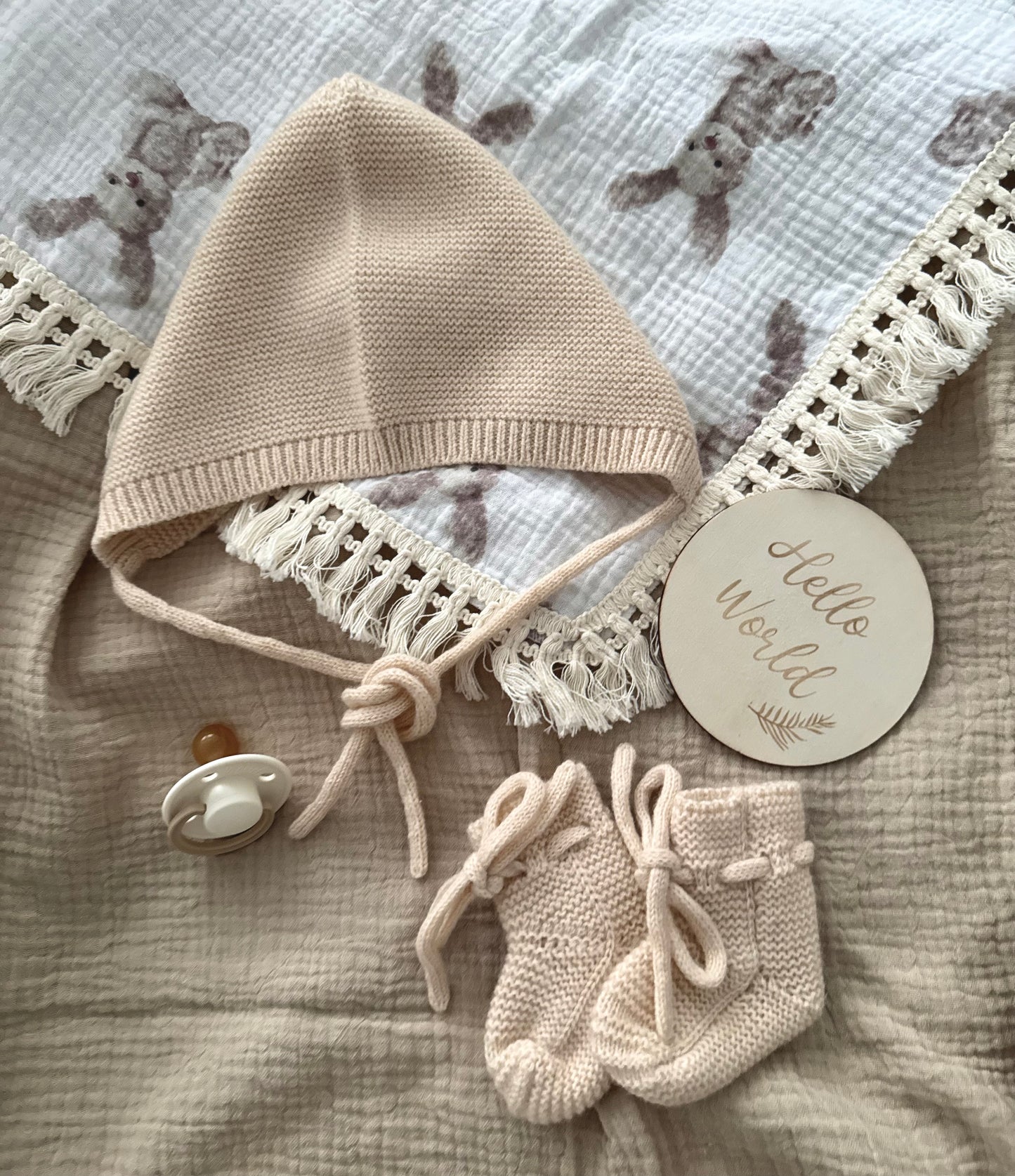 Babymütze in oat aus 100% Merinowolle