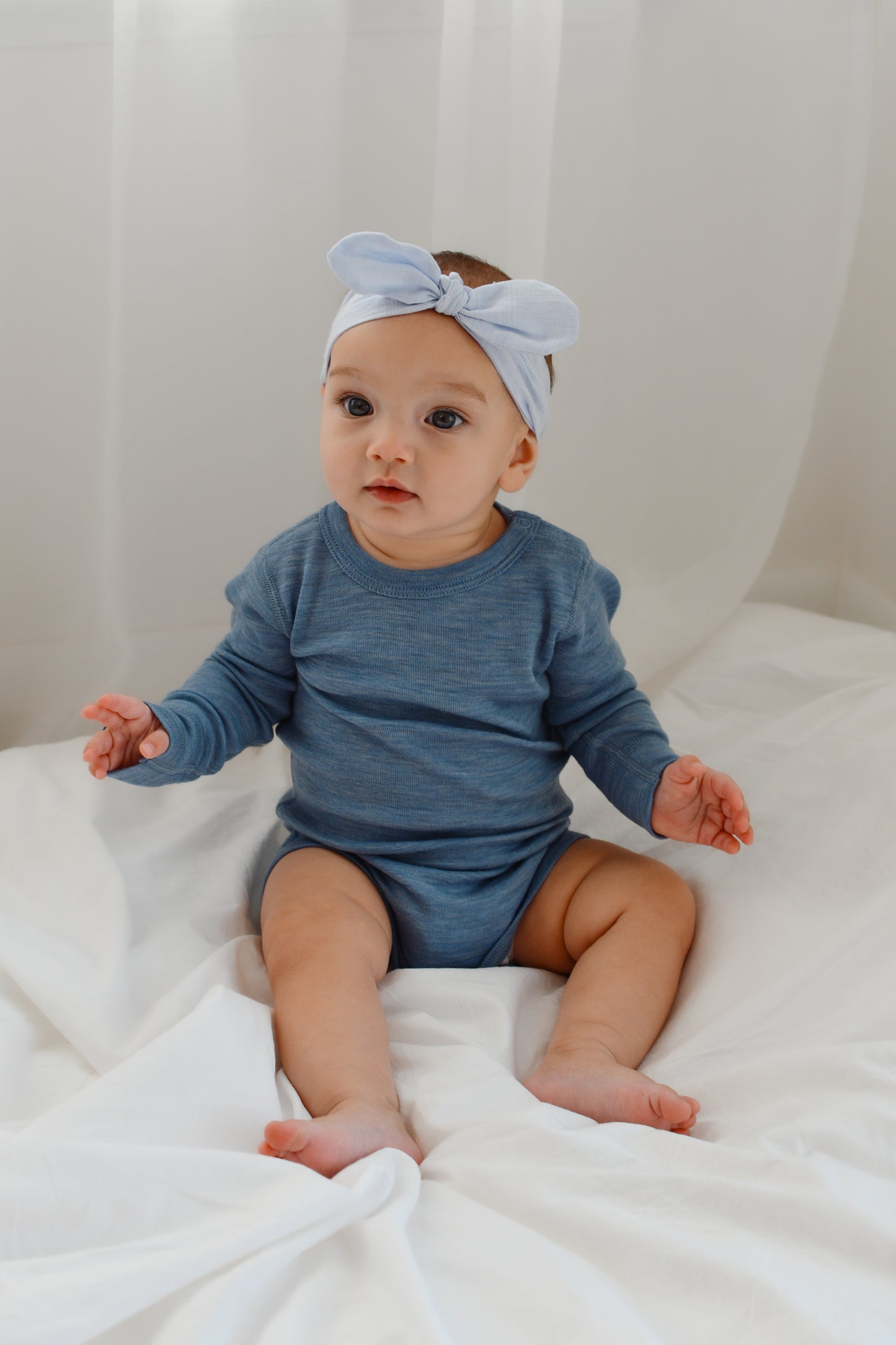 Langarmbody blau, 100% Merinowolle (bio/GOTS)