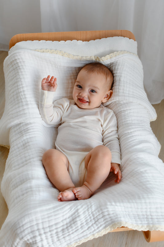 Langarmbody weiß, 100% Merinowolle (bio/GOTS)