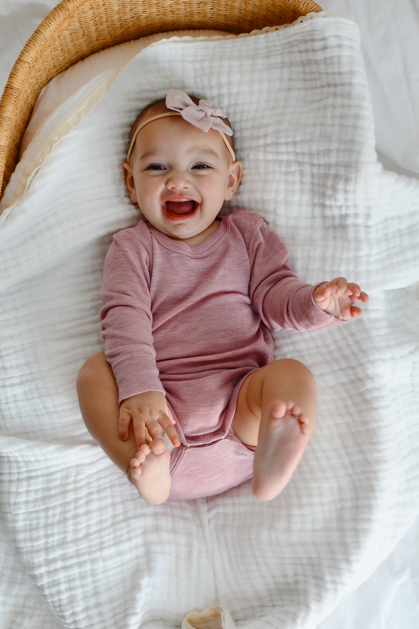 Langarmbody rosé, 100% Merinowolle (bio/GOTS)