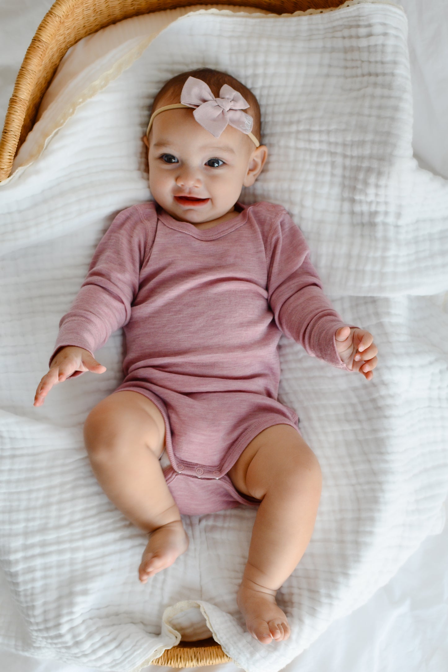 Langarmbody rosé, 100% Merinowolle (bio/GOTS)