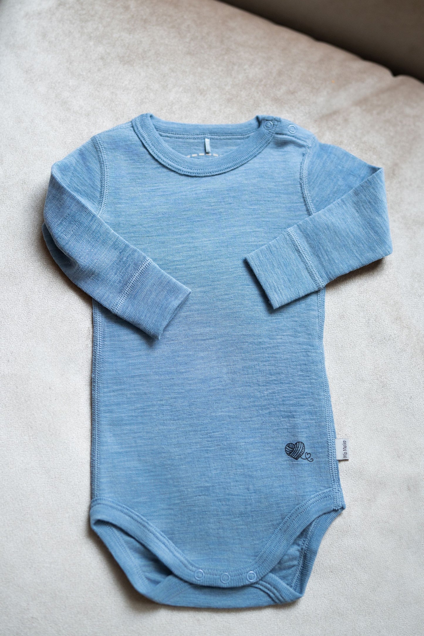 Langarmbody blau, 100% Merinowolle (bio/GOTS)