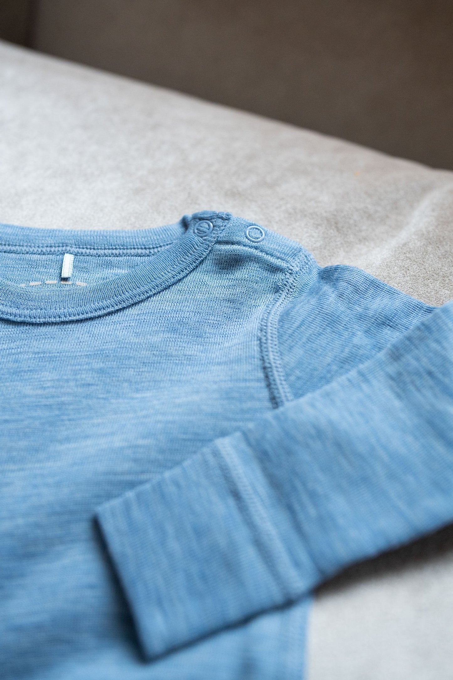 Langarmbody blau, 100% Merinowolle (bio/GOTS)