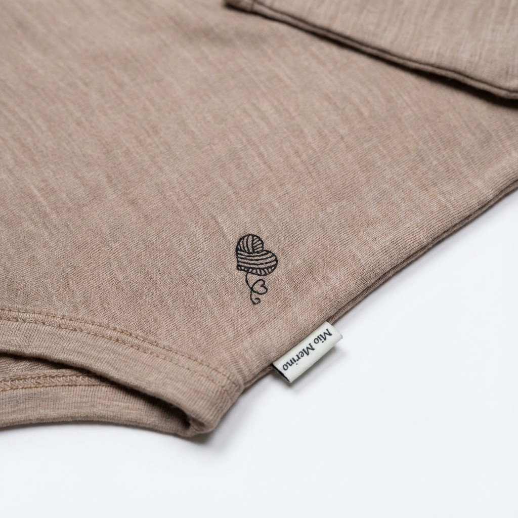 Langarmbody sand, 100% Merinowolle (bio/GOTS)