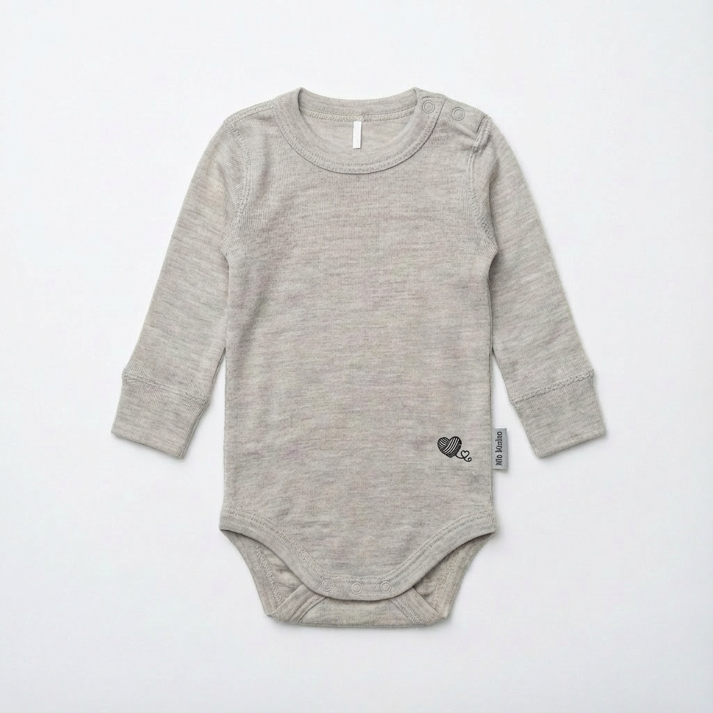Langarmbody, 100% Merinowolle (bio/GOTS)